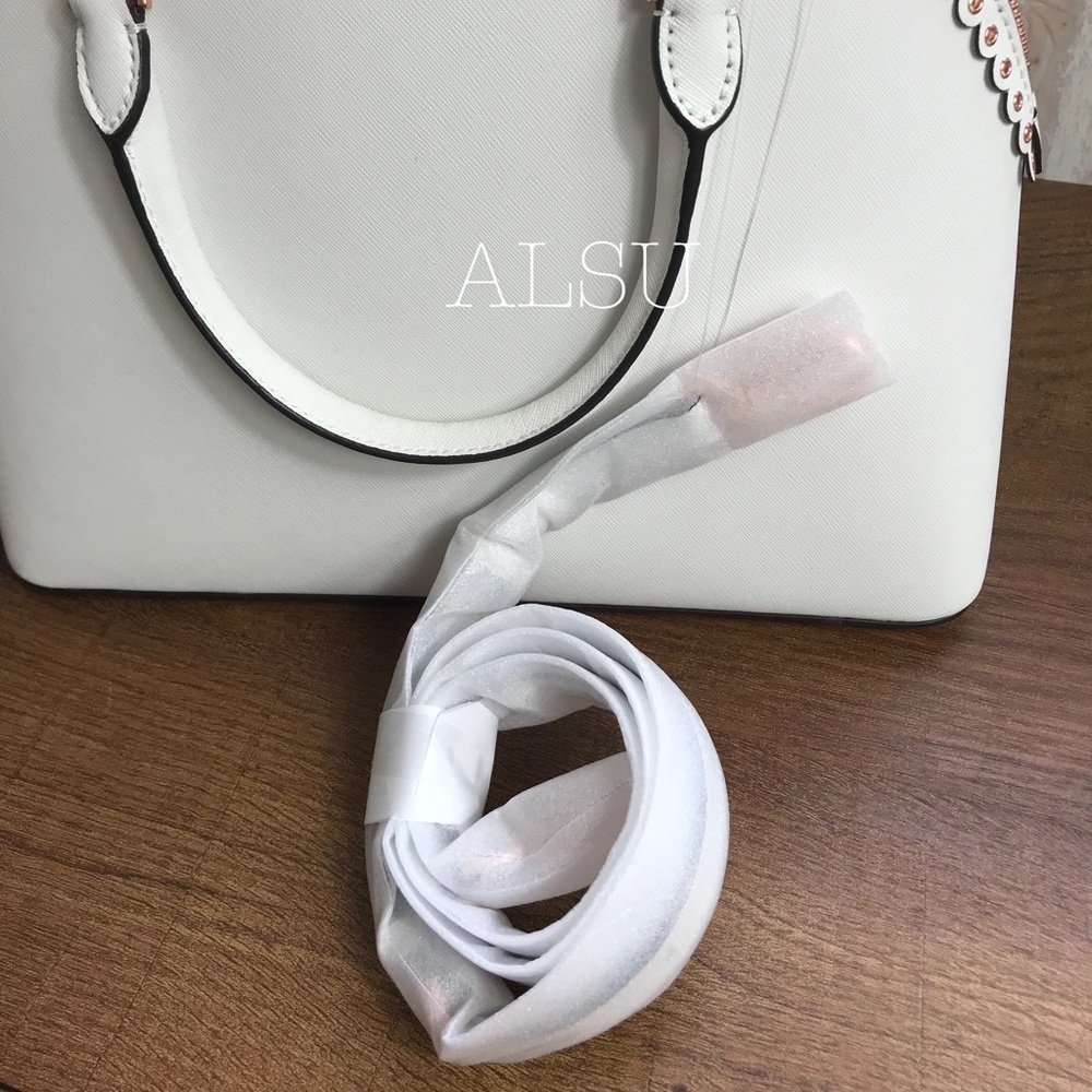 Michael Kors Emmy Large Dome Satchel Optic White - Picture 7 of 8